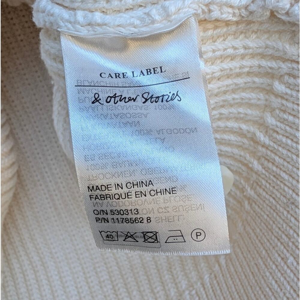 & Other Stories Short Cardigan Womens S Cream Boxy Oversized Rib Knit Button - Picture 9 of 10